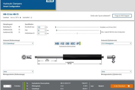 Neues Onlinetool: Bremszylinder-Konfigurator von ACE