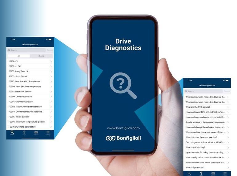 Drive Diagnostic App von Bonfiglioli zeigt Fehler und Lösungen an