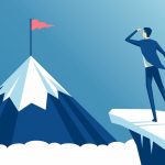 businessman_standing_on_cliff's_edge_and_looking_at_the_mountain_on_which_he_will_climb,_an_employee_looking_for_a_way_to_his_goal,_business_concept_challenge_and_the_goal