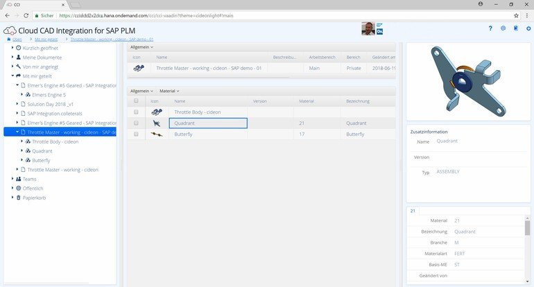 Cideon Cloud CAD Integration verbindet CAD und SAP